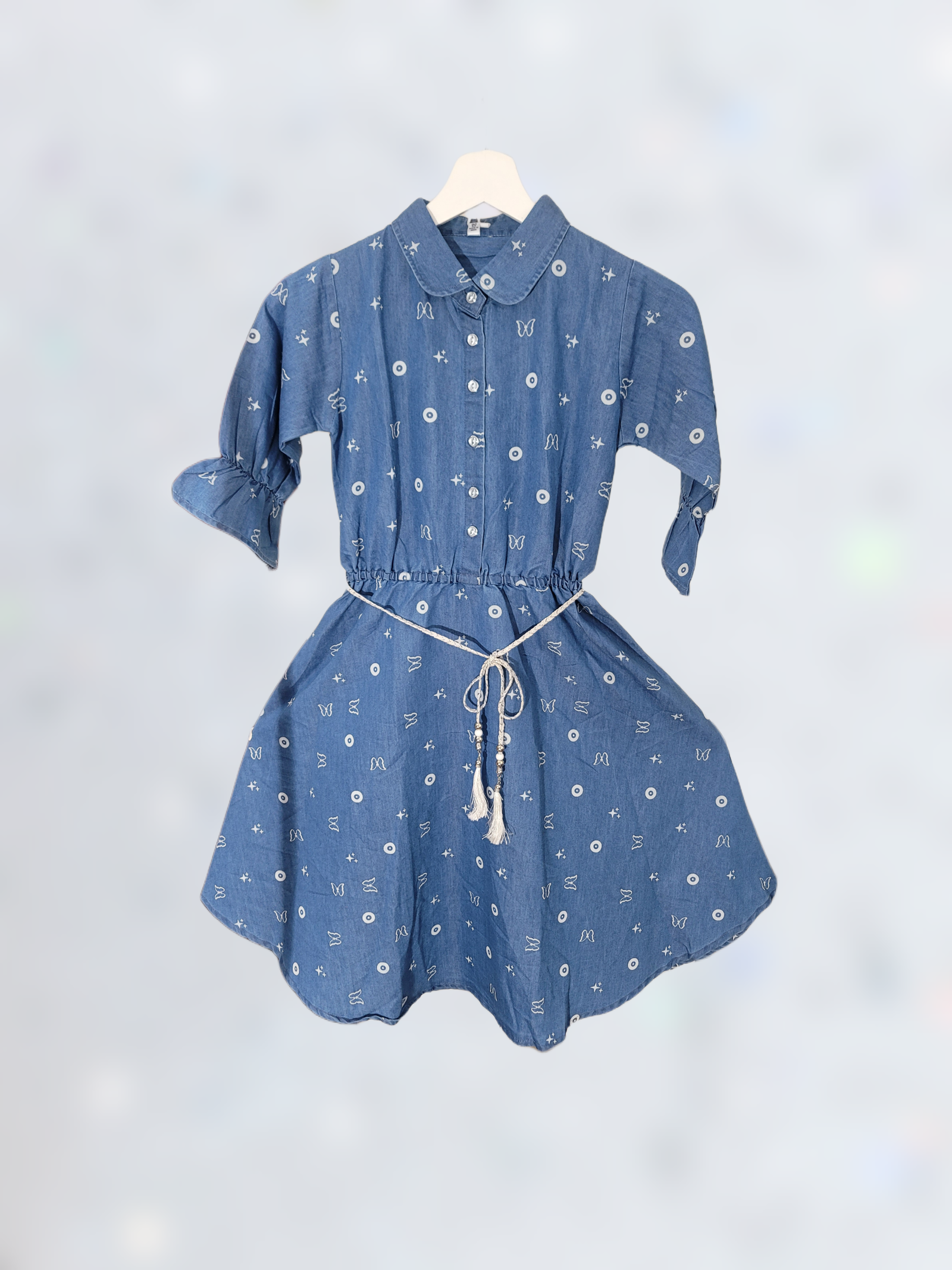 Adorable Blue Jean-Colored Frock with Top-Quality Fabric