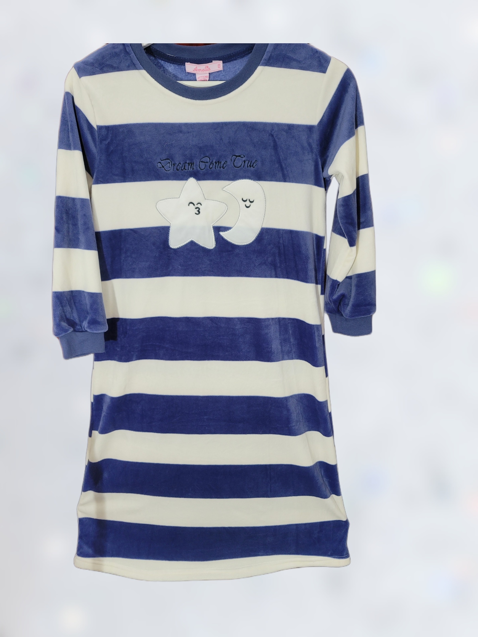 Stylish White Frock with Blue Stripes